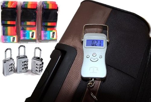 LATEST MODEL DIGITAL LUGGAGE/SUITCASE SCALE 50Kg + 3 X LUGGAGE STRAPS + 3 X PADLOCKS