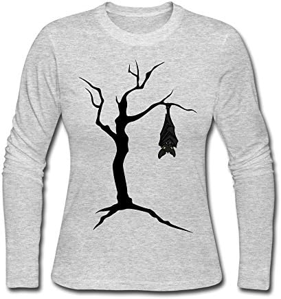Womens Hang Upside Down Bat Die Tree 100% Cotton Long Sleeve Tees