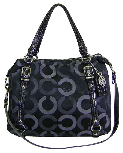Coach Signature Op Art Sateen Black Riley Bag