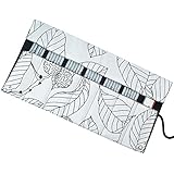 CreooGo Canvas Pencil Wrap, Pencils Roll Case Pouch Hold For 72 Coloured Pencils ( Pencils are not included )-Black leaf,72 Holes