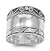 Sterling Silver Wide Milgrain Swirl Bali Ring 10mm (Size 6 - 10)