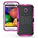 ElBolt Motorola E / Moto E 3 in 1 Bundle Armor Grenade Viewing Stand/Kickstand Hard Gel Case- Hot Pink (Free Ultra-Sensitive Stylus Pen and Premium Screen Protector by ElBolt TM)