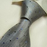 T4103 Designer Necktie Hand Made Grey Brown Ties Polka Dots Necktie for Men 100% Jacquard Woven Pure Silk Mens Neck Tie Neckwear Set