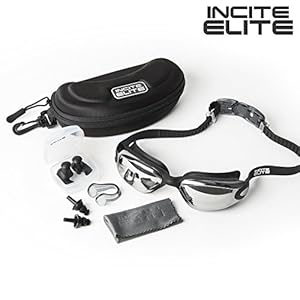 Swim Goggles with FREE Protective Case, Nose Clip, Ear Plugs LIFETIME GUARANTEE Included - Pro Performance Adult Unisex Swimming Goggle with 100% UV Protection, Anti-Fog Mirror / Tinted Lenses