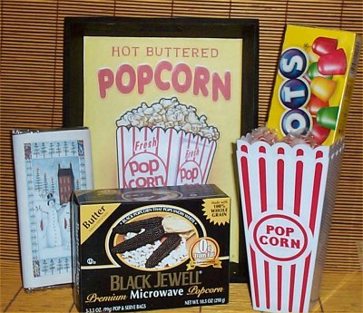 Black Jewell Popcorn Gift Basket Hersheys Candy Tray