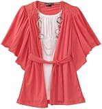 My Michelle Girls 7-16 Butterfly Sleeve 2 Piece Top, Coral, Small
