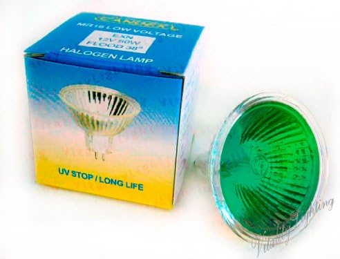 Green MR16 50W 12V EXN Flood Lamp Color Halogen Light Bulb GU5.3 Base (4/pack)