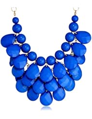 Opaque Teardrop Statement Gold Necklace, 16"
