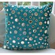 Aqua Reflections - Throw Pillow Covers - Velvet Pillow Cover with Mirror Embroidery