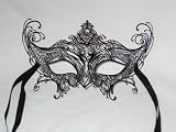 Black Metal Venetian Cat Mask/Swarovski Crystals