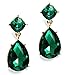 Heirloom Finds Faceted Green Crystal Teardrop Dangle Earrings in Gold Tone