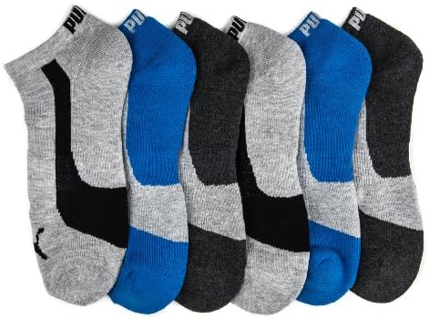 Puma Men's Low-Cut Runner Sport Socks 6-Pack - Size 10-13 - CC/BL/GY