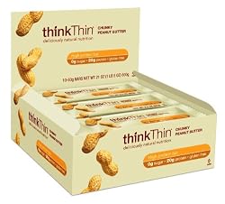 thinkThin Protein Bar, Chunky Peanut Butter, Gluten Free, 10 - 2.1-Ounce Bars