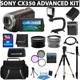 Sony HDR-CX350V 32GB High Definition Handycam Camcorder + 16GB Professional Accessory Kit