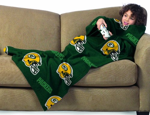 NFL Green Bay Packers Youth Comfy Throw, Officially Licensed Blanket with Sleeves by Northwest