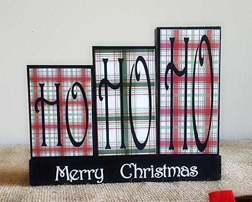 Ho Ho Ho Merry Christmas Wood Blocks Sign