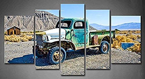 Flora Woods Painting 5 Panels Old Stage Wagon In Ghost Town And Former Gold Town Of Ballarat Painting Print On Canvas Car Picture Modern Painting