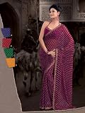 Purple Shimmer Faux Georgette Indian Belly Dance Dress Wrap Sari Designer Saree with Unstitched Blouse