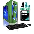 CybertronPC X-Cruiser 2 CANN4120RGU, Green, AMD Athlon II X2 Dual Core (2.8GHz), 4GB DDR2, 500GB HDD, DVDRW with LightScribe, GeForce 9500GT, 350 Watt Power Supply, Windows 7 Ultimate 64-bit, 1 Year Parts & Labor Warranty