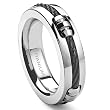 Titanium 7MM Black Cable Barrel Ring Size 7-14