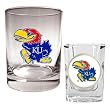 Kansas Jayhawks NCAA Rocks Glass And Shot Glass Set by Great American Products