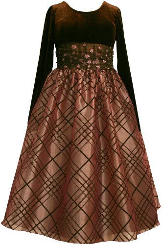 Bonnie Jean Girls 7-16 Long Sleeve Stretch Velvet To Novelty Organza Skirt