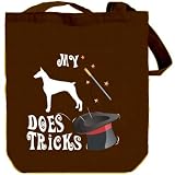 My Doberman Pinscher Does Tricks ! Dogs Tote Bag (Brown, Canvas, Unisex)