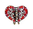 Hair Clip - H49 - Filigree Heart set with Swarovski (tm) Crystal Stones ~ Siam Red