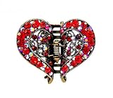 Hair Clip - Filigree Heart - Red Crystal (49)