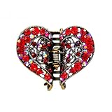 Hair Clip - H49 - Filigree Heart set with Swarovski (tm) Crystal Stones ~ Siam Red (ap)