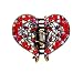 Apparel : Hair Clip - H49 - Filigree Heart set with Swarovski (tm) Crystal Stones ~ Siam Red (ap)