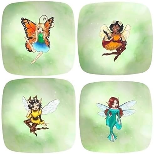 Set of 4 Fairy and Pixie Plate Melamine Dinnerware