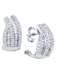 1 cttw 14k White Gold Diamond Bridal Hoop Earrings (Real Diamonds: 1 cttw)