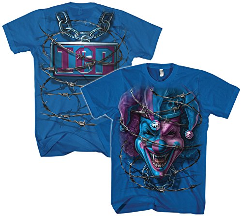 FEA Men's Insane Clown Posse ICP Barbed Wire Jester T-Shirt, Blue, X-Large