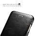 iPhone 7 Leather Case, Icarercase Genuine Vintage Leather Flip Folio Opening Cover in Curved Edge Design, Side Open Case with Hidden Magnetic Snap for Apple iPhone 7 (Black)
