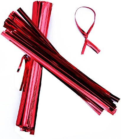 4-inch 100 Pcs Decorative Metallic Twist Ties-red