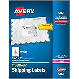 Avery Shipping Labels for Laser Printers with TrueBlock Technology, 3.5 x 5 Inches, White, Box of 400  (5168)