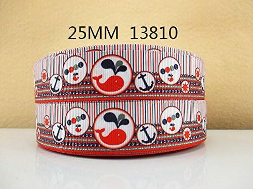 5 yards 1" Whale Nautical Boy Baby Shower Grosgrain Ribbon