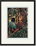 Black Framed/Matted Print 17x23, Robinson Crusoe: I Jumped Up and Went Out Through My Little Grove