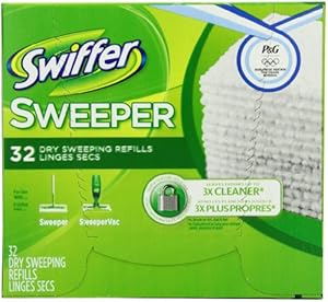 Swiffer Sweeper Dry Sweeping Cloths, Mop and Broom Floor Cleaner Refills Unscented, 32-Count (Pack of 3) (Packaging May Vary)