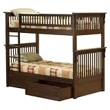 Product details for Colorado Twin/Twin Bunk Bed with Under-Bed Drawers - Antique Walnut