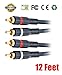 iMBAPrice® 12 feet 2RCA Male to 2RCA Male Home Theater Audio Cable (12 Feet, Black)