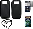 Black Silicone Gel Skin Cover Case + Screen Protector + Rapid Car Charger + Generation X Antenna Booster for Nokia E63