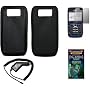 Black Silicone Gel Skin Cover Case + Screen Protector + Rapid Car Charger + Generation X Antenna Booster for Nokia E63