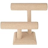 NEW Beige Linen Necklace, Bracelet, Bangle Two Tier T-Bar Jewelry Display Stand