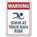 Warning Swim at Your Own Risk - Swimming Pool Rules Sign - 10