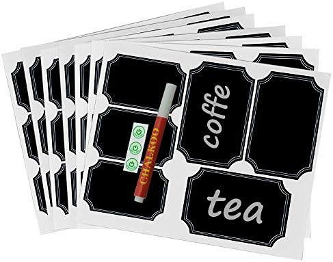 CHALKOO 48 Piece- Chalkboard Labels Sticker with Free Liquid Chalk Marker As Gift