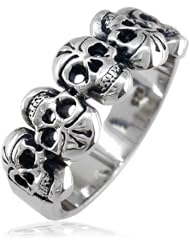 Skull Band, 5 Alternating Skulls, 9.5mm in Sterling Silver