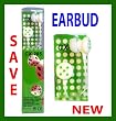 Headphone Earbud Green Dice Design Earphone Stereo