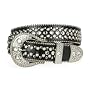 Snap on Rhinestone Leather Belt with Western Rhinestone Removable Buckle